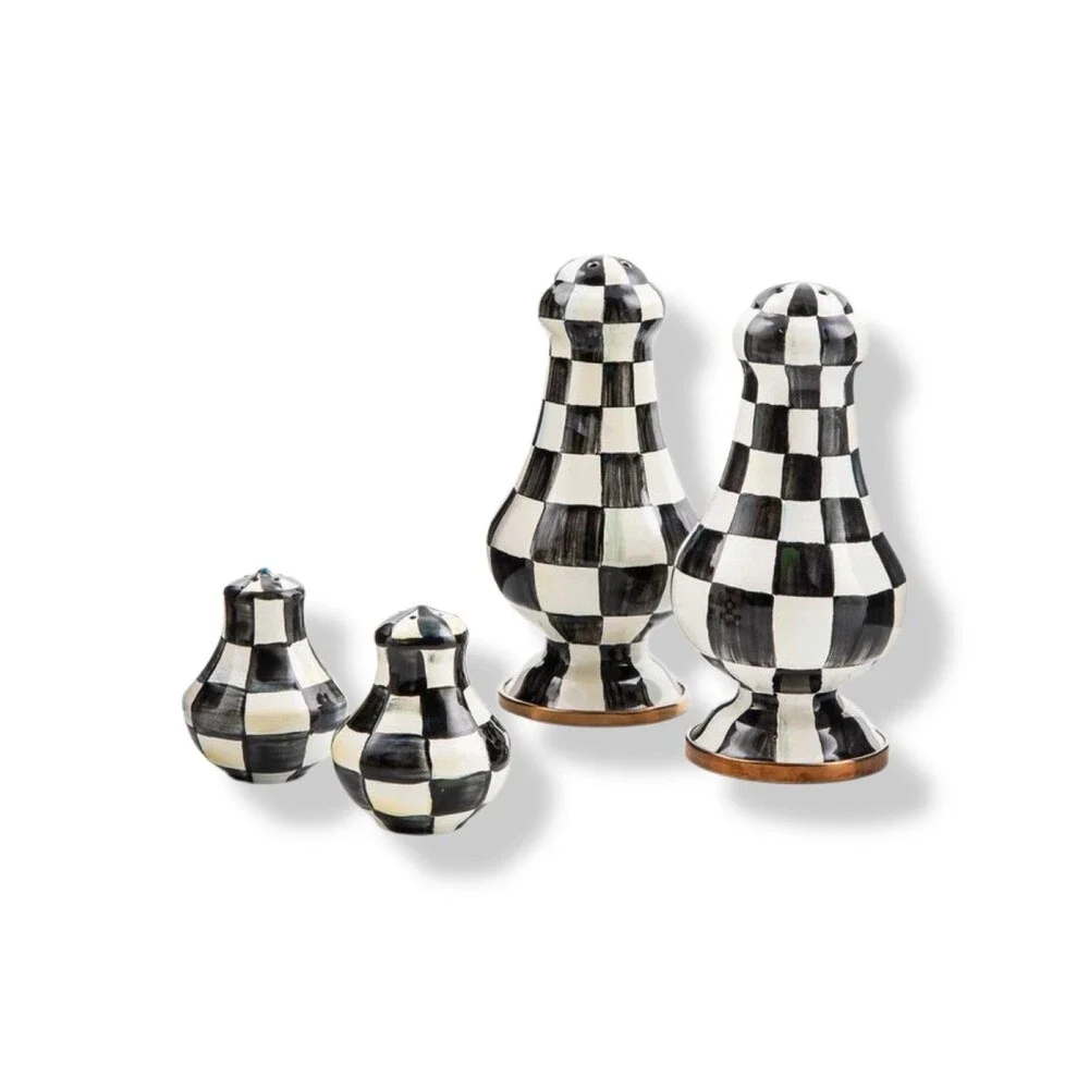 Mackenzie Childs Courtly Check Salt & Pepper Shakers New in Box